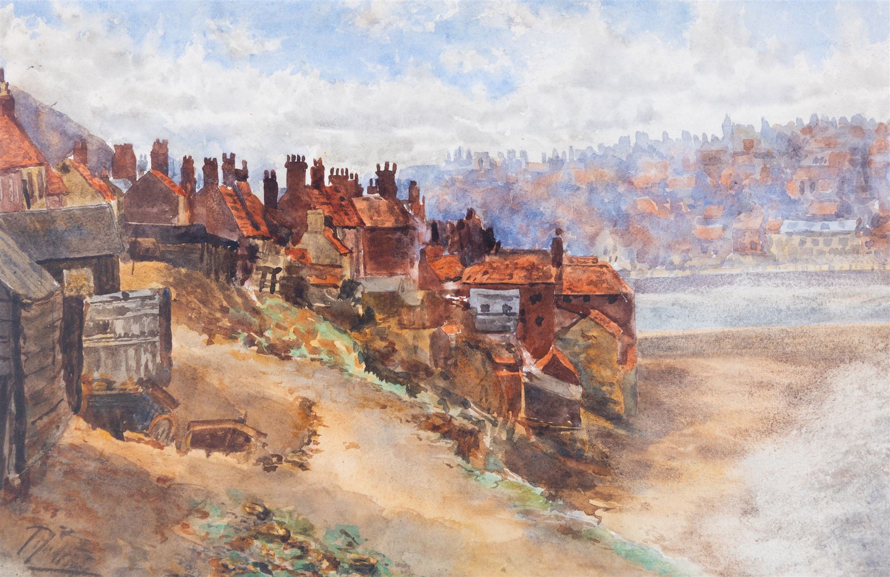 English School (19th/Early 20th Century): Whitby Rooftops, two watercolours by different hands indistinctly signed, 26cm x 41cm and 27cm x 36cm (2)