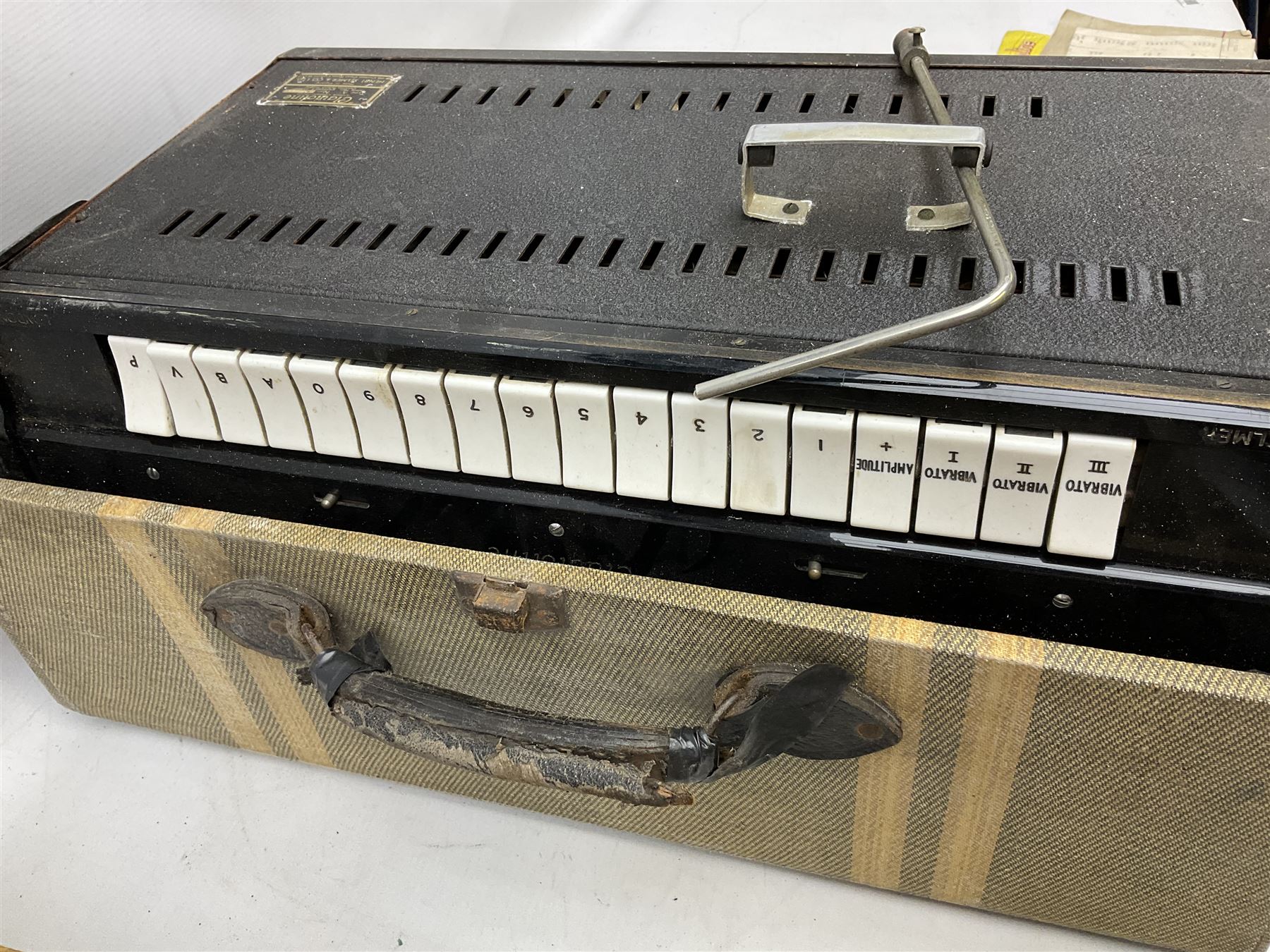 Selmer Clavioline portable electric keyboard, in original case, amp & speaker combined in lid, H41cm, W56.5cm