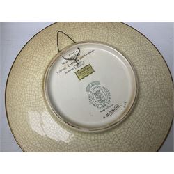 Sylvac green seated dog, together with pair Wade Heath vases, wall charger and other collectables, in two boxes  