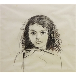  Philip Naviasky (British 1894-1983): Head and Shoulder Portrait of a Girl, pencil drawing unsigned 33cm x 36.5cm  Provenance: From Naviasky estate portfolio  