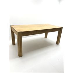 Rectangular oak dining table, square supports