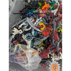 Lego Bionicle and similar part built figures and parts, including boxed sets and loose, together with a Lego Ninjago Build Your Own Adventure set and ten LEDlite Legends of Chima keyrings