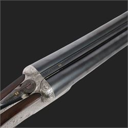 AYA 12 bore double trigger sidelock ejector, side by side double barrel shotgun with 71cm (28