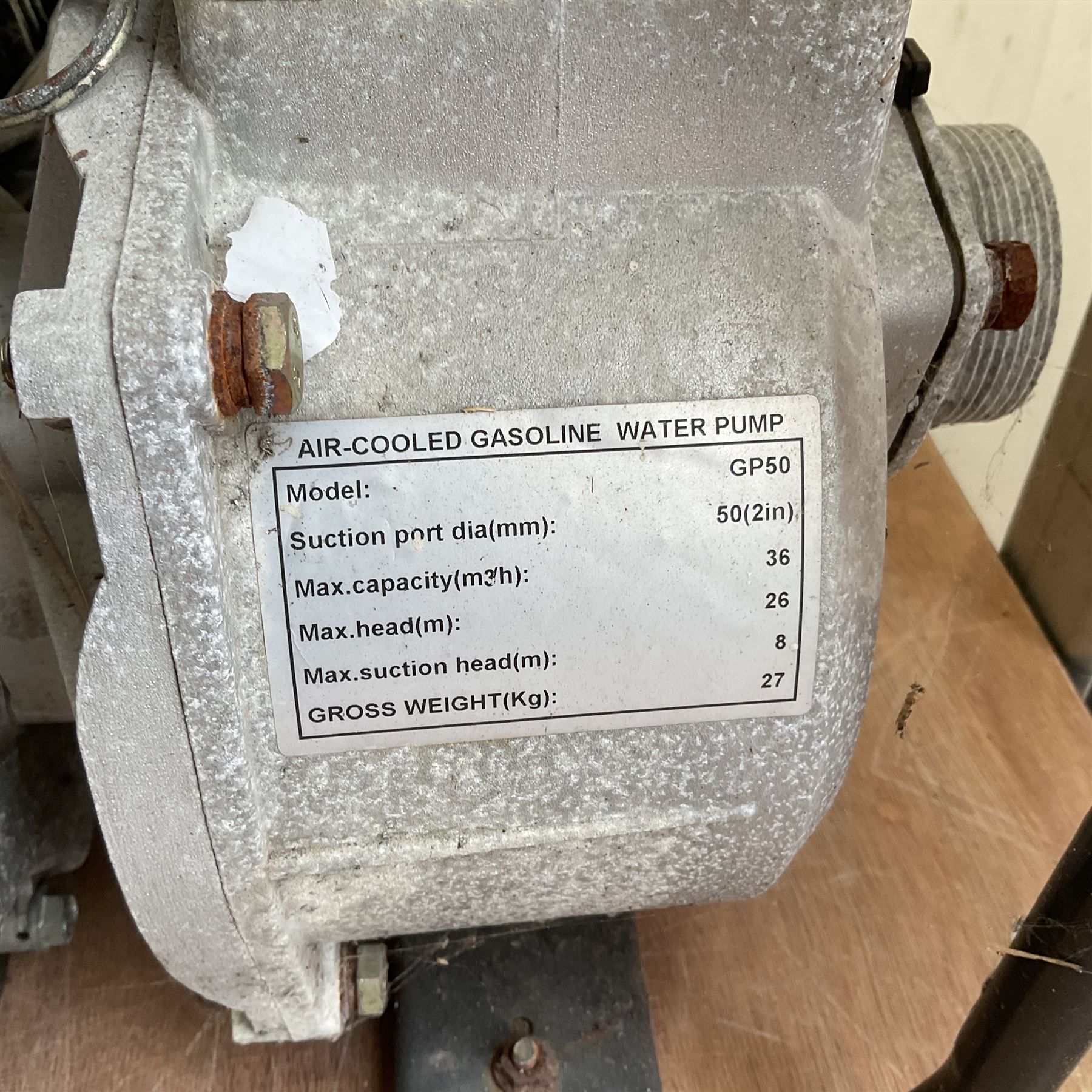 UP168 Petrol 5.5hp water pump - THIS LOT IS TO BE COLLECTED BY APPOINTMENT FROM DUGGLEBY STORAGE, GREAT HILL, EASTFIELD, SCARBOROUGH, YO11 3TX