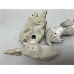 Collection of Russian Lomonosov USSR animal figures, to include  lynx, tiger, red panda, sealion, panada, etc 