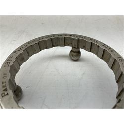 WW1 Trench Art - trivet on three ball feet formed from a section of a gun barrel inscribed 'Part of 18Pr Field Gun, as used in European War 1914.15.16.17.18.' D10cm