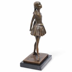 After Edgar Degas, (1834-1917), La Petite Danseuse de Quatorze Ans, small bronze figure modelled as a young female dancer, signed and with foundry mark, raised upon a rectangular base, H18.5cm