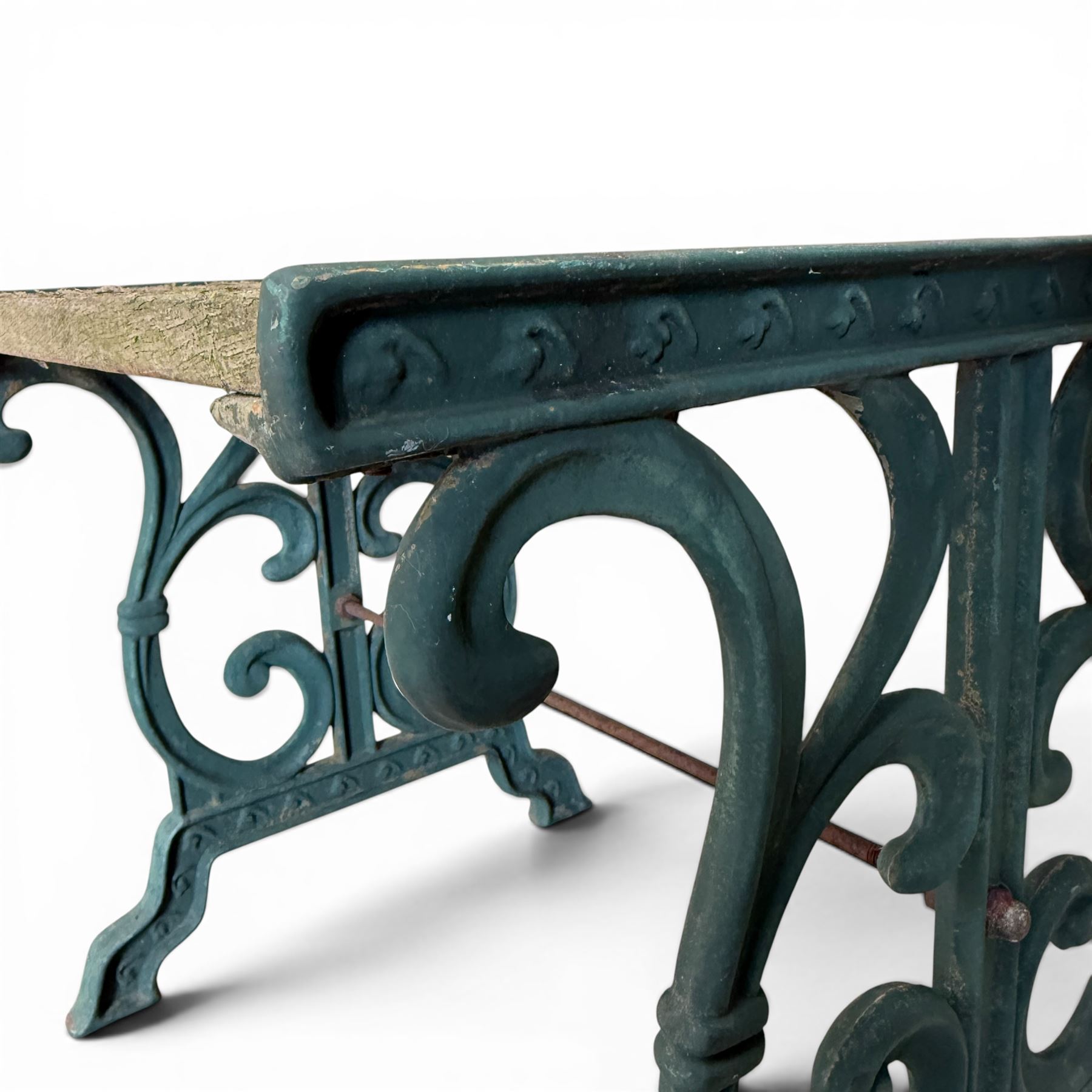 Small cast iron and wood slatted garden table