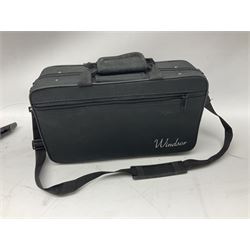 Windsor five-piece clarinet, serial no.EK05580; and Selmer Console clarinet with B&H mouth-piece; both cased (2)