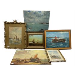 Maritime Interest - Collection of original watercolours and oils depicting fishing and sailing scenes, variously signed max 40cm x 50cm (6)