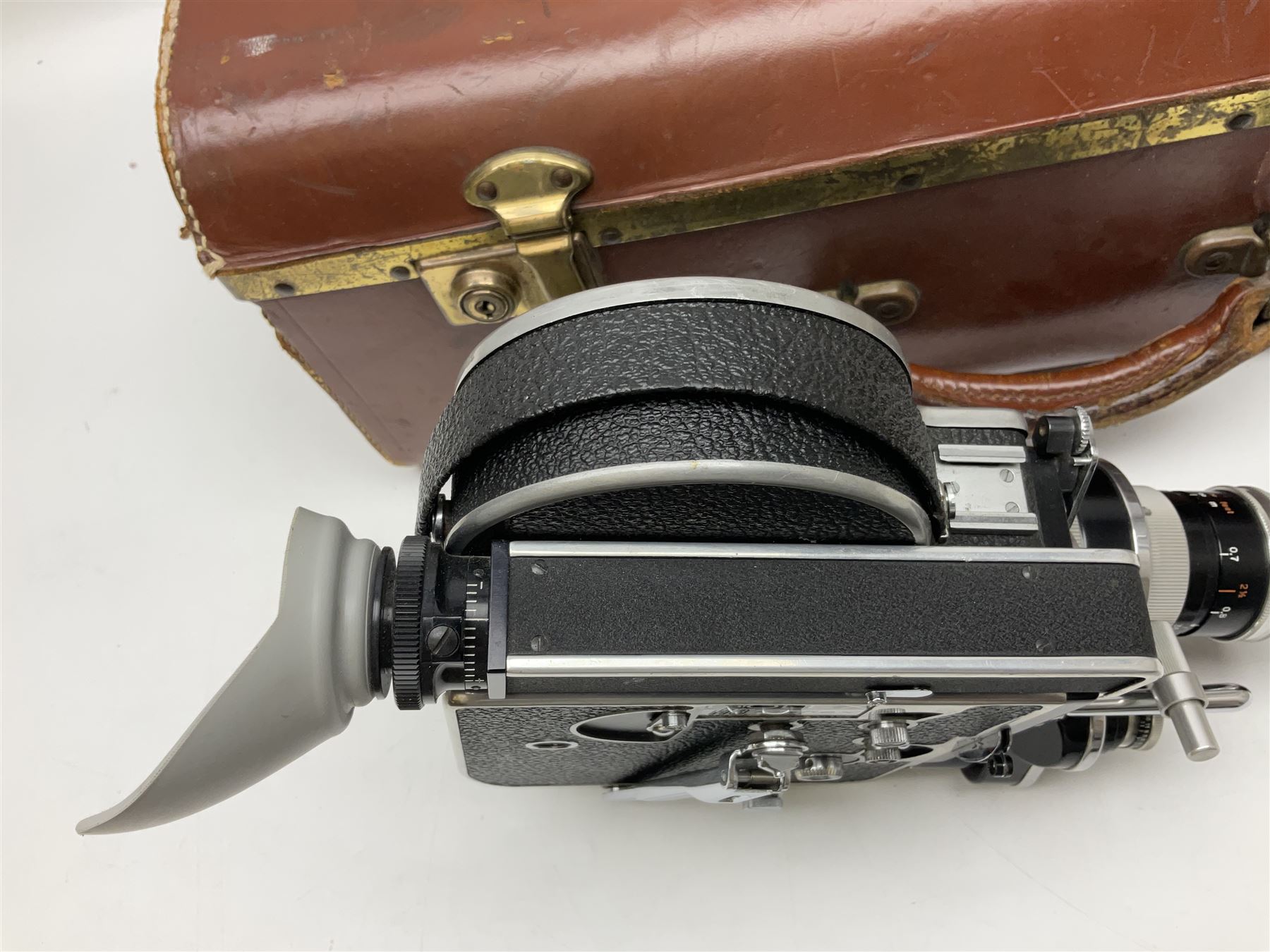 Paillard Bolex H8 RX cine camera body, serial no.195008, with 'Kern Paillard Vario Switar 36EE 1:1,9 f=8/36mm H8 RX' lens, serial no. 955497, in fitted leather carrying case  