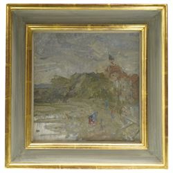Peter Greenham (British 1909-1992): 'Returning Home - Brittany', oil on board unsigned, titled on new gallery exhibition label verso 23cm x 23cm
Provenance: exh. New Grafton Gallery, London, ex collection of the artist's widow
