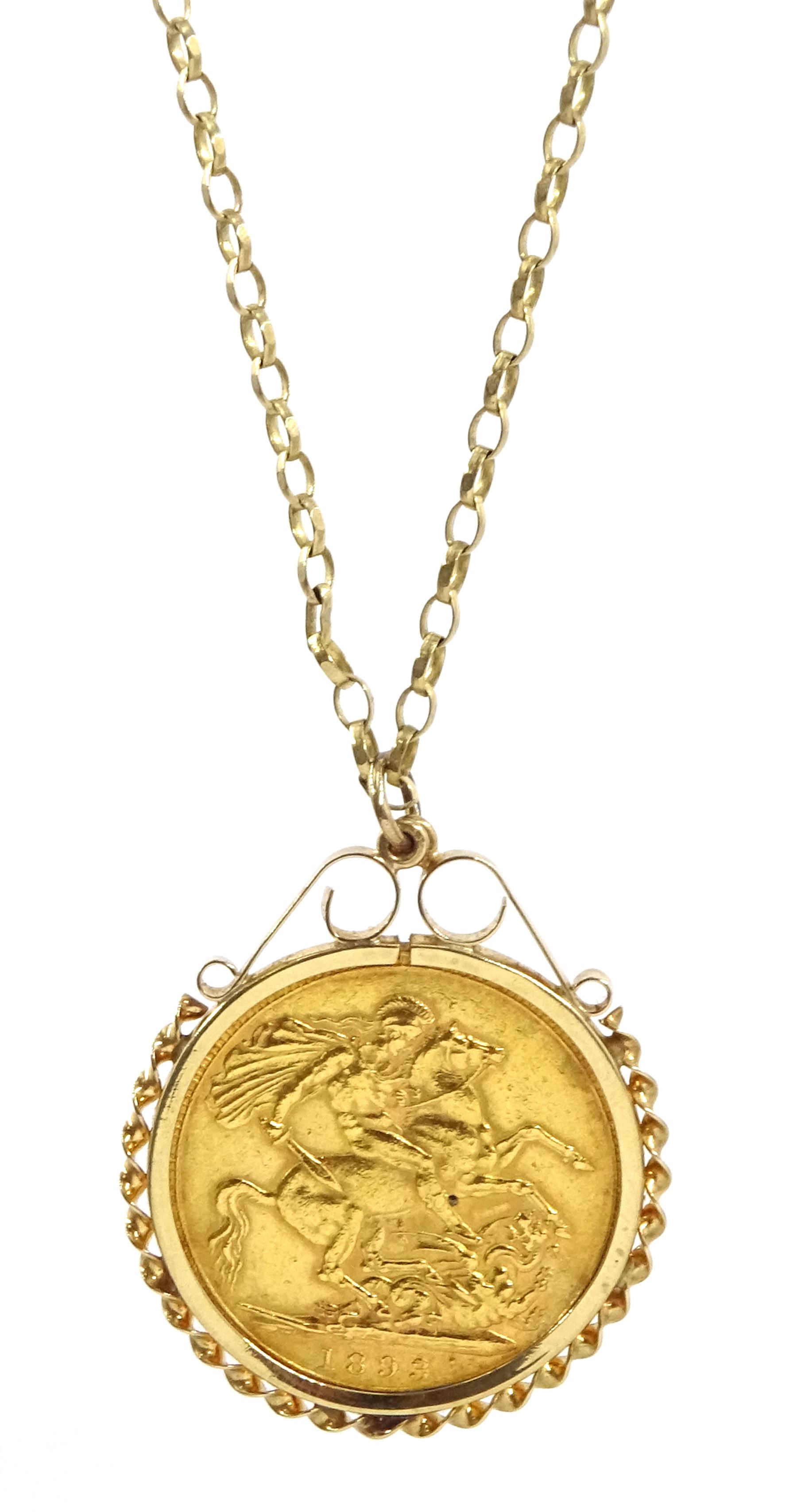 Full Sovereign Pendant with 0.30 Carat TW of Diamonds in 10kt & 22kt Yellow  Gold