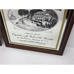 Four advertising mirrors, comprising of Southern Comfort, All Ranks smoke Marcella Cigars, Coca-Cola and Player's Navy Cut, largest example H70cm, L60.5cm