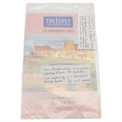Collection of autographs and ephemera, including 1995 St Andrews Open Championship programme signed by George Bush, 'With the compliments of 20th Australian Team to Great Britain 1948' autographed team sheet, and other golf and cricket interest items