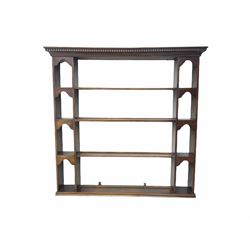Georgian style mahogany plate rack, dentil cornice