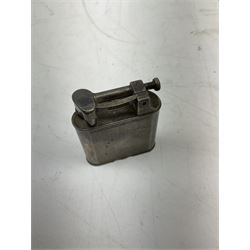 Dunhill silver plated lift-arm lighter, of rectangular form with engine turned decoration, signed Dunhill, base impressed Pat. No. 390107, H5cm
