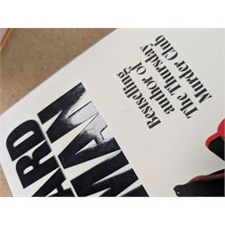 Eight first edition books, comprising signed Bob Mortimer 'And Away' autobiography, signed Richard Coles 'Murder Before Evensong' and six Richard Osman books, including 'The Thursday Murder Club' and 'The Last Devil To Die', with two Richard Osman signed bookplates