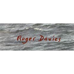 Roger Davies (British 1945-): HMS Bounty off the Coast, watercolour signed 50cm x 70cm 