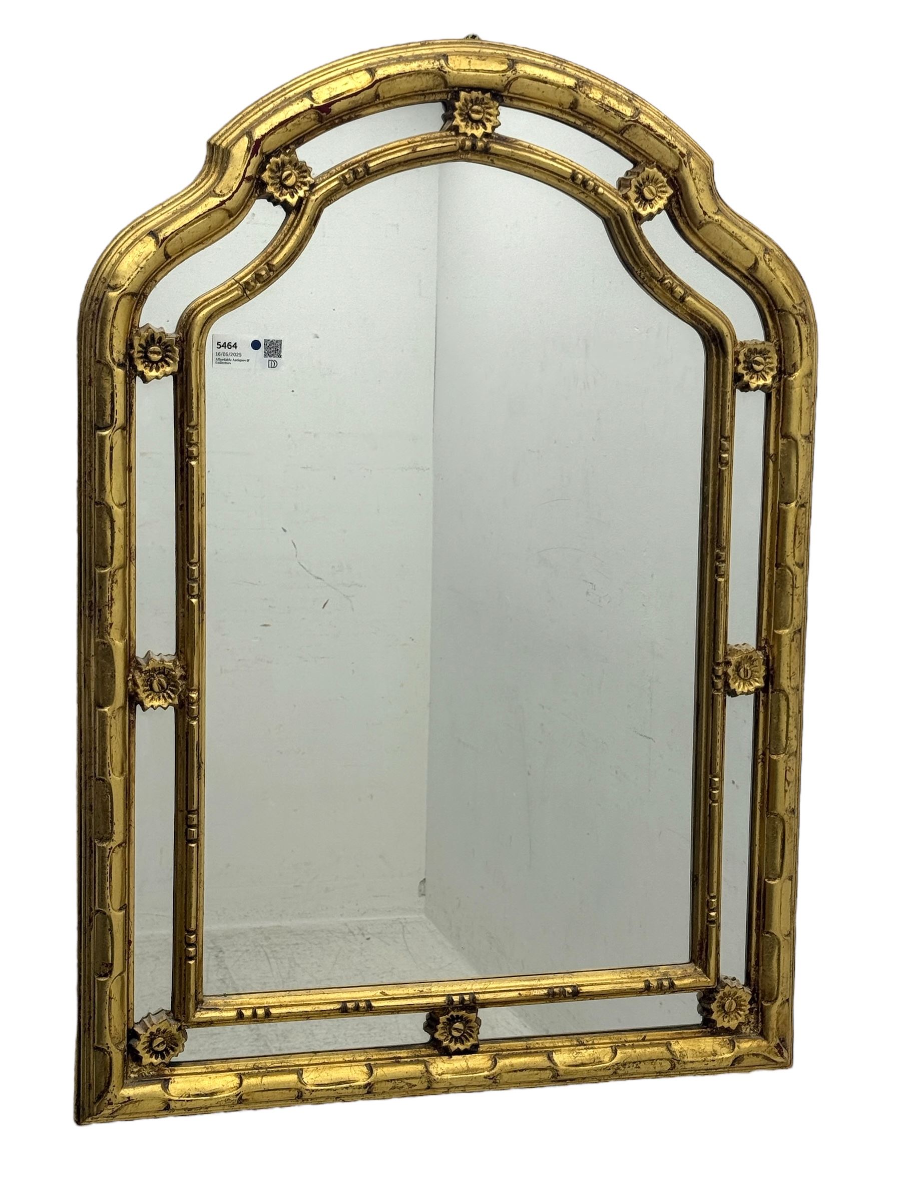 Belgian gilt framed wall mirror, bevelled plate set in mirrored border