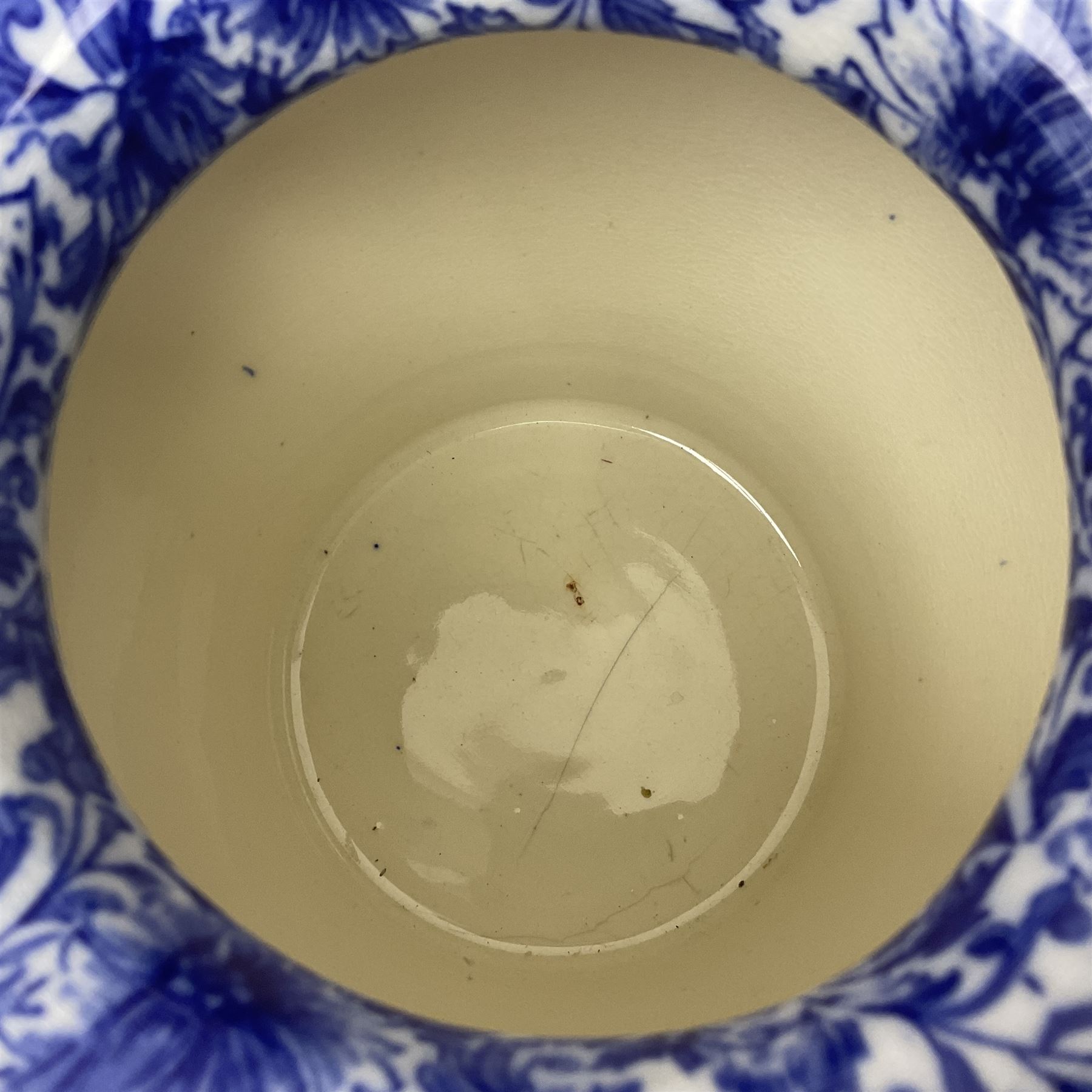 Doulton Burslem vase with fluted rim, in the Gloire-de-Dijon pattern H31cm