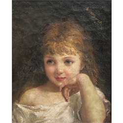 English School (early 20th century): Portrait of a Young Girl, oil on canvas laid on panel unsigned 25cm x 19cm