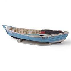 Wooden model of the Whitby fishing coble WY.17 G.Burdon 'Dorothy', painted in blue and whi...