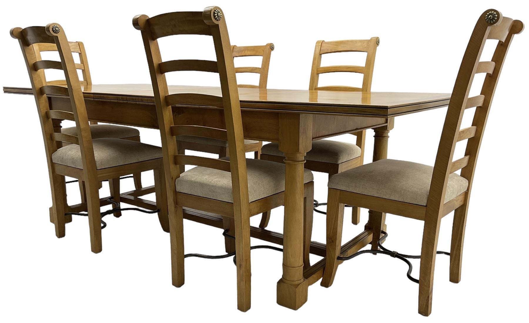 Barker & Stonehouse - rectangular flagstone dining table and a set of six ladder back dining chairs 