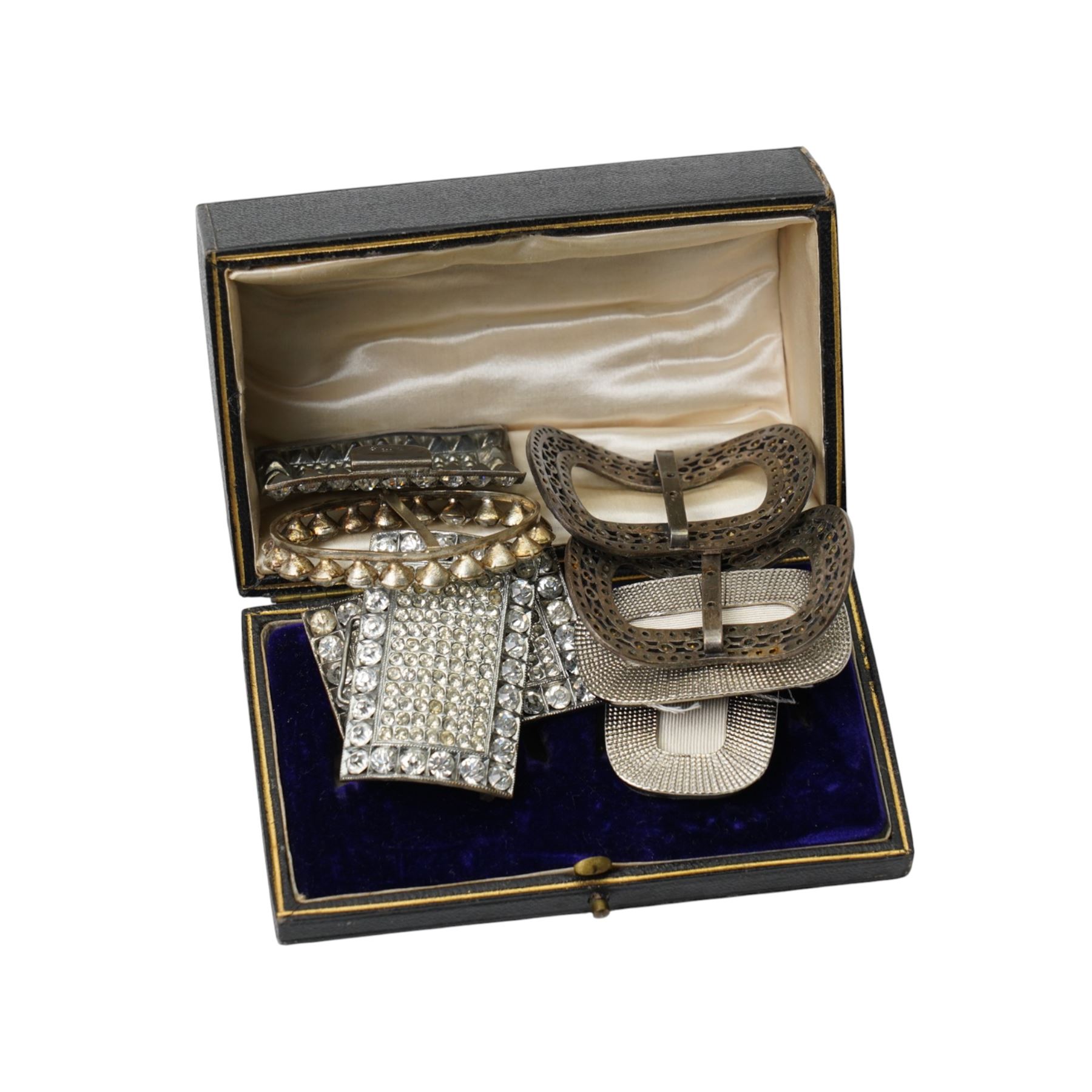 Collection of hat pins and paste set buckles