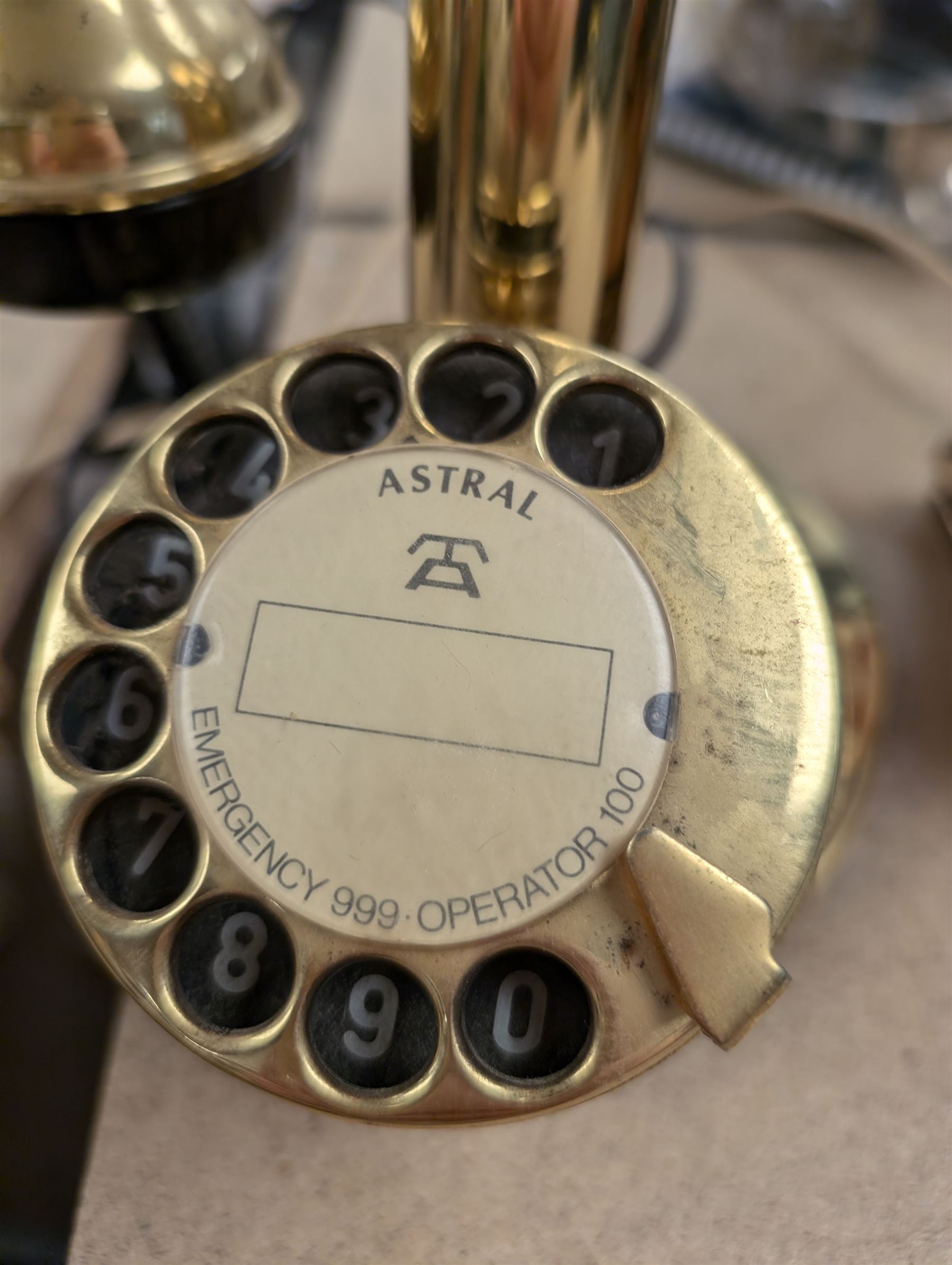 Astral candlestick telephone and an agate slice table lamp