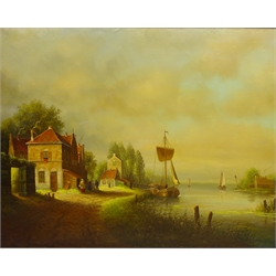  Dutch Riverside Landscape, 20th century oil on canvas unsigned 59.5cm x 75cm  