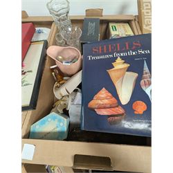 Large quantity of collectables, including Kunde clock, glassware, Danby, ceramics etc, in twelve boxes   