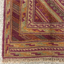 Gazak maroon ground rug, four central diamonds, 130cm x 122cm