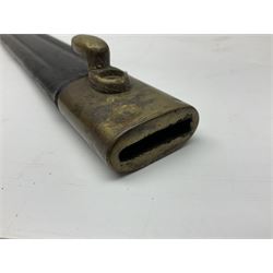 Italian Model 1891 bayonet with 30cm fullered blade; the crosspiece marked 'TERNI'; in associated brass and leather scabbard L43cm overall; and Knights Templar (?) short blade sword (no scabbard) (2)