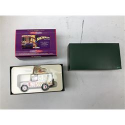 Corgi Premium limited edition - three Showman's Collection die-cast models comprising 07413 John Biddall Funfair Land Rover; 16602 Jennings Scammell Highwayman Ballast and Dodgem trailer; and 55609 John Thurston Diamond Ballast; together with three British Rail models comprising CC11606 Albion Reiver Platform Lorry and Tank Container Load; CC11301Scammell Scarab; and CC11001 Thames Trader Flatbed; all boxed (6)