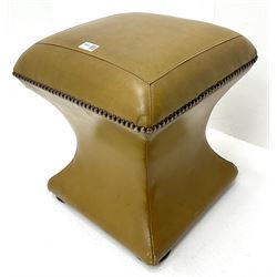 Studded leather upholstered stool