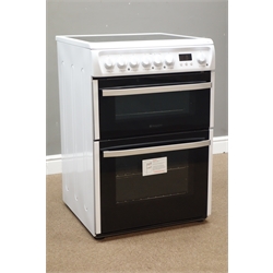  Hotpoint DSC60P cooker with double oven and four burner hob, W60cm  