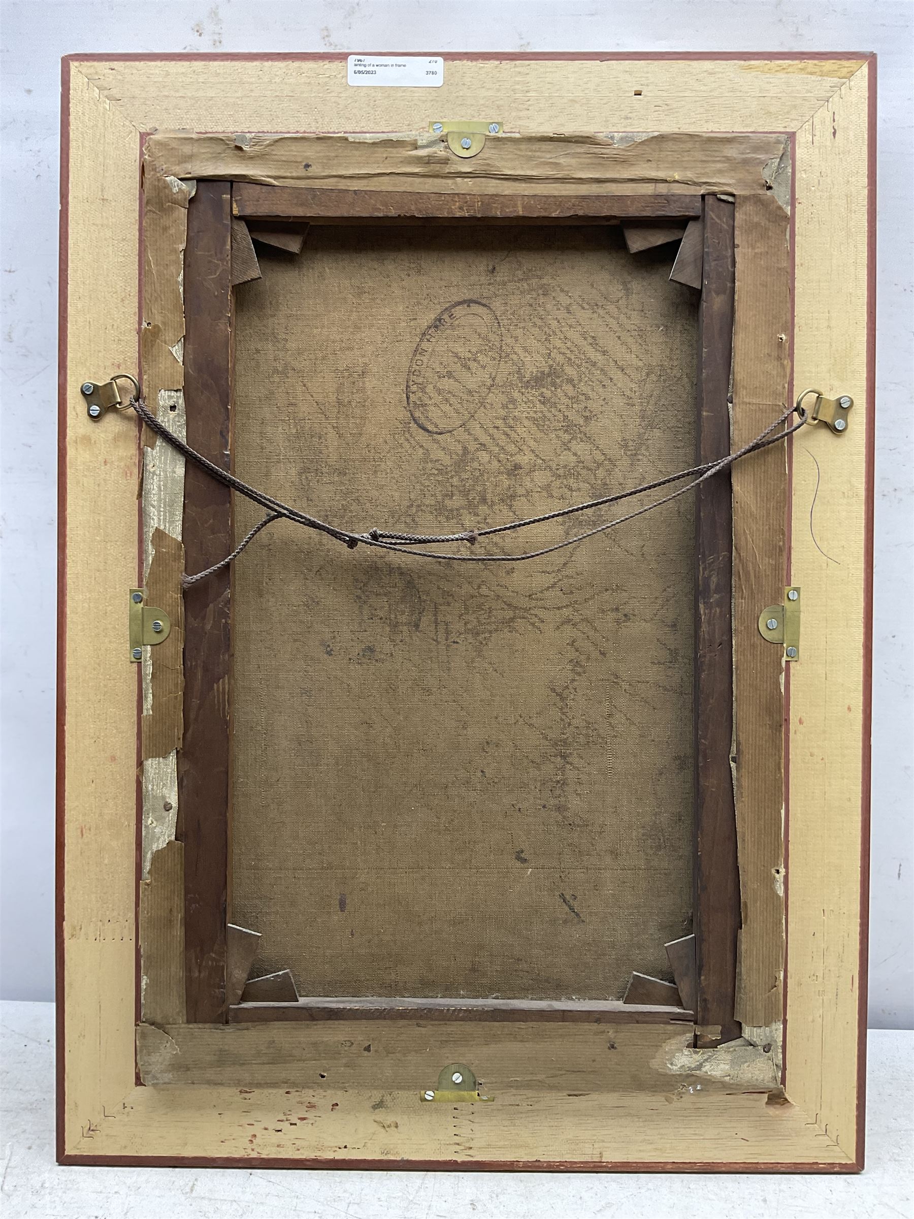 English School (Early 20th century): Young Girl with a Bow, oil on canvas unsigned 52cm x 34cm