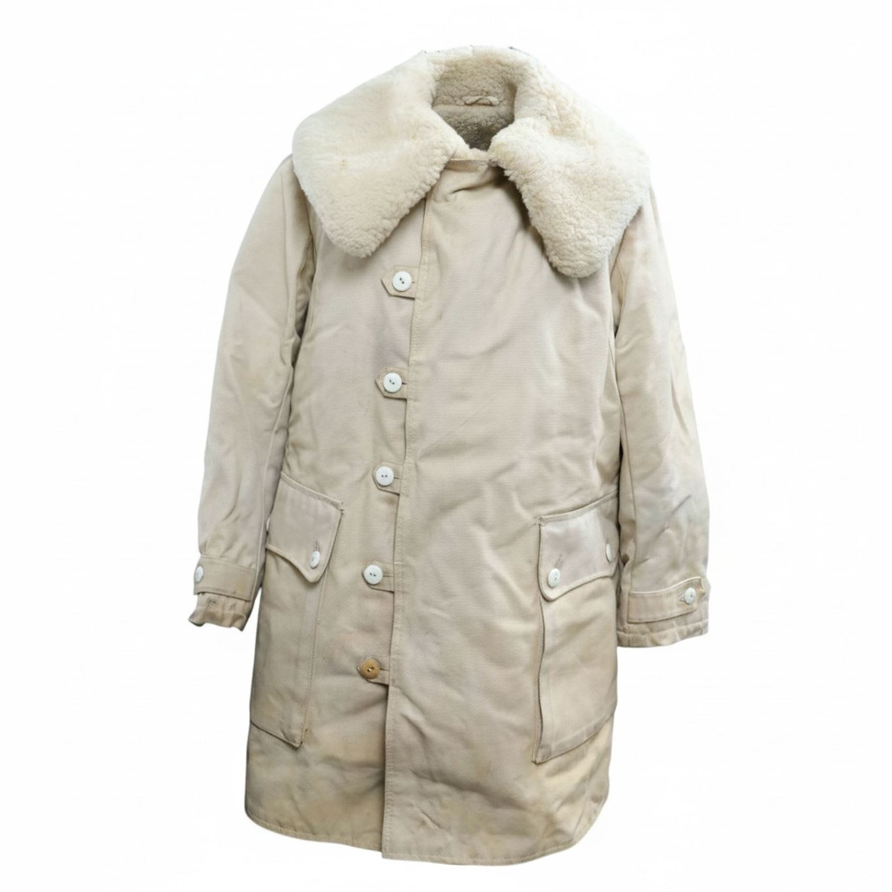 Swedish army field coat, M1909, with a sheepskin lining White 