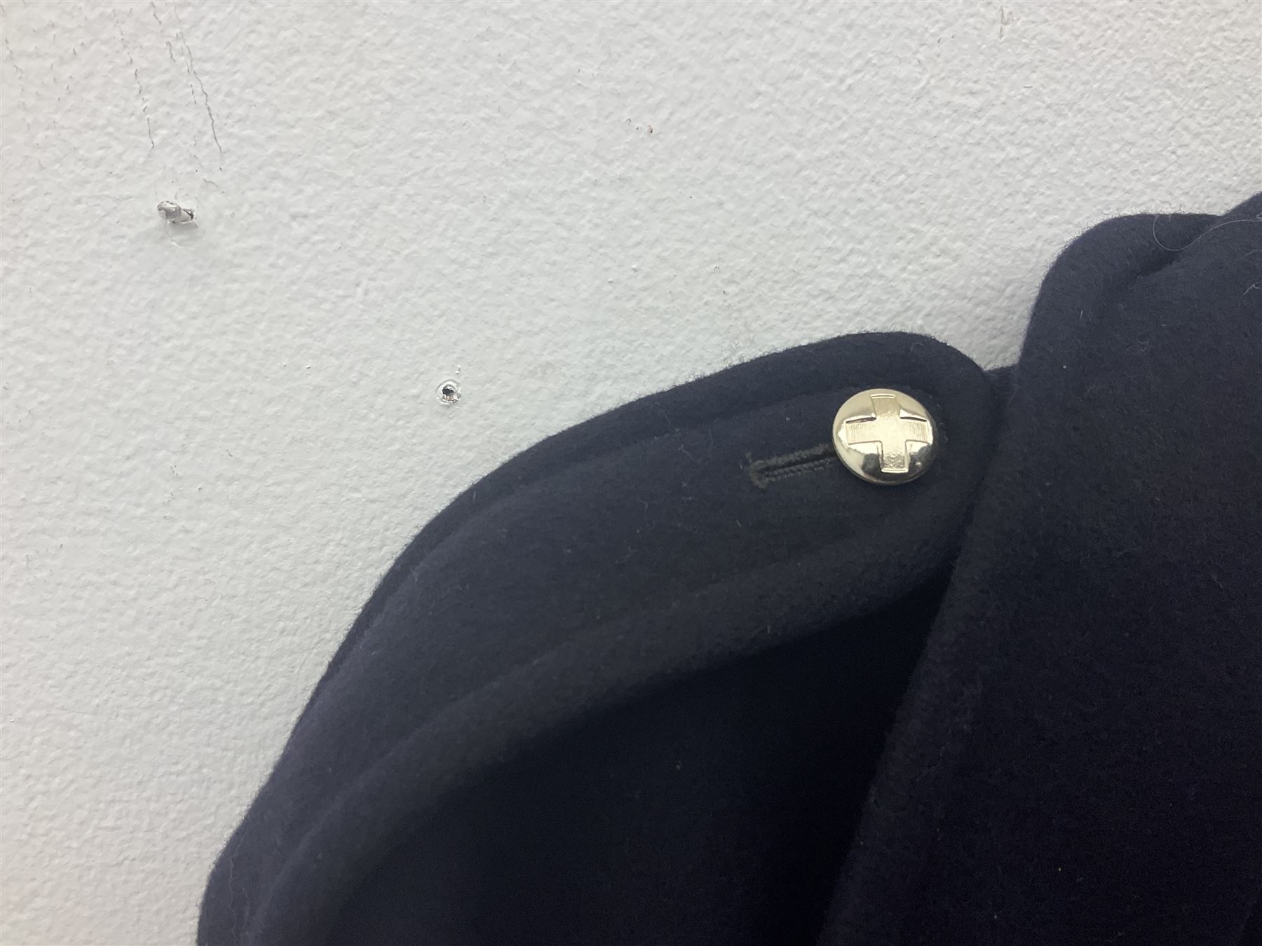 1950s British Red Cross North Yorkshire dress uniform comprising tunic, trousers, greatcoat and visor cap; bears manuscript label '1956 Ware'