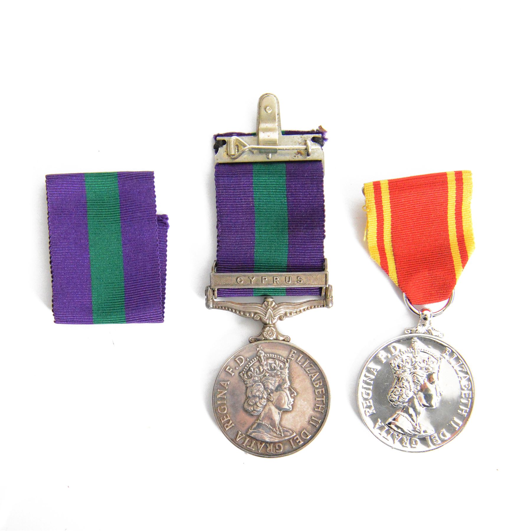 Elizabeth II General Service medal with Cyprus clasp, awarded to 23528390 SIGMN WL Neilson R.Sigs together with Fire Brigade long service medal awarded to Fireman William Neilson 
