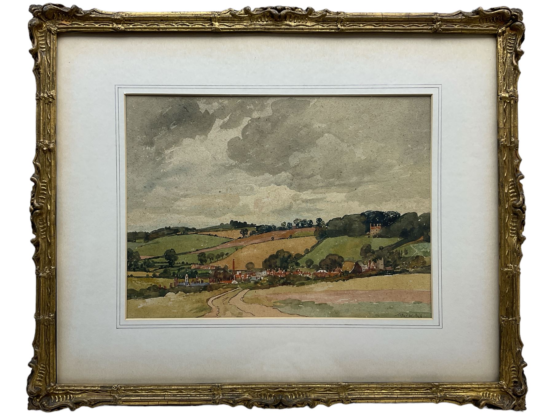 Alfred W Rich (British 1856-1921): Old Amersham Buckinghamshire, watercolour signed, inscribed on label verso 27cm x 37cm