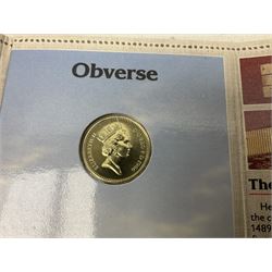 Two Great Britain and Northern Island proof sets dated 1970 and 1971, both with card cases, three 1986 Commonwealth Games commemorative two pound coins, in card folders, and six brilliant uncirculated one pound coins, in card folders