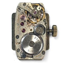 Rolex Precision ladies 9ct gold manual wind wristwatch, case No. 297900, silvered dial with Arabic hour markers, Chester 1955, on black leather strap