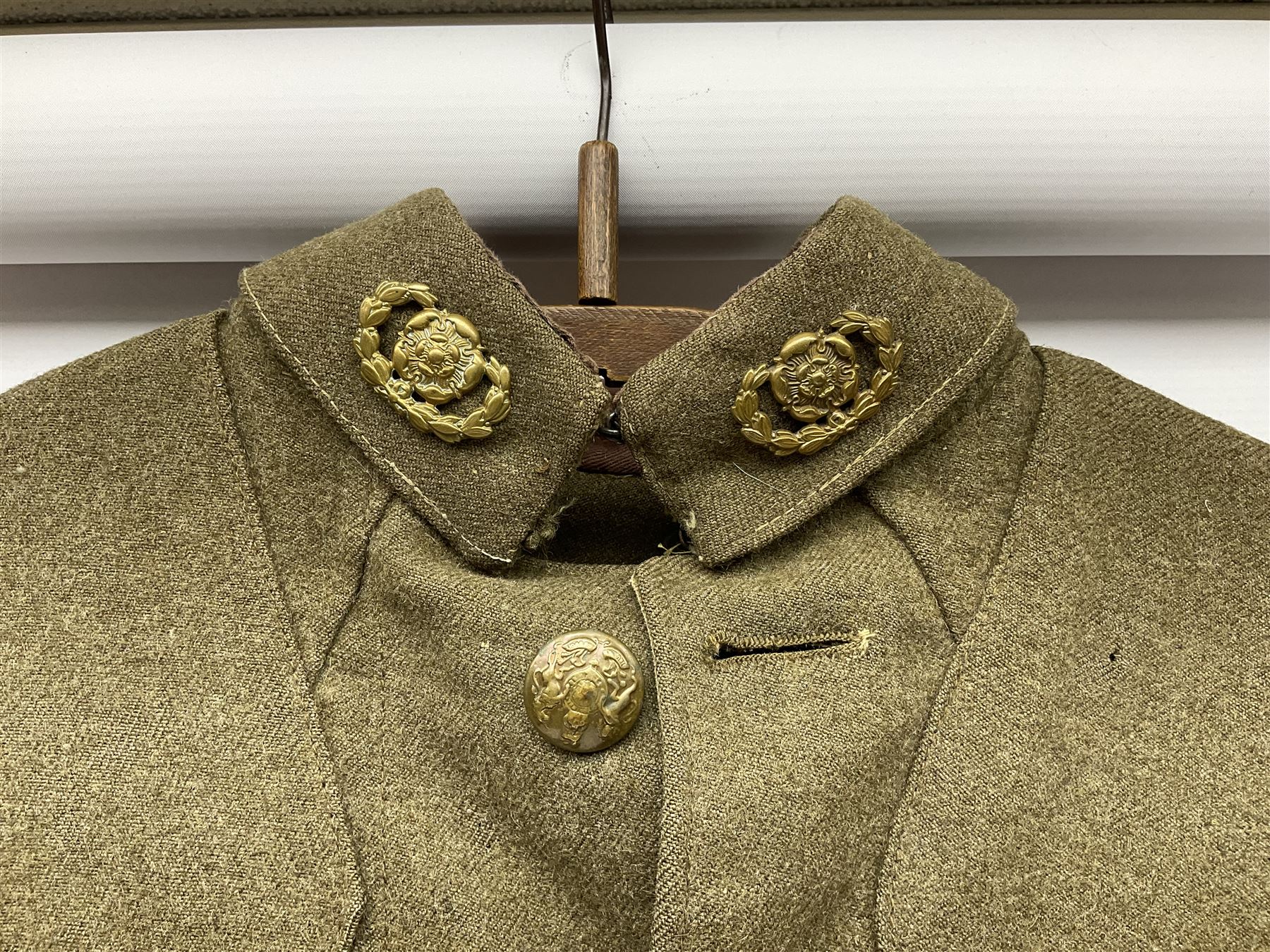 British M22 khaki tunic for the Hampshire Regiment with WW1 trio ribbon bar