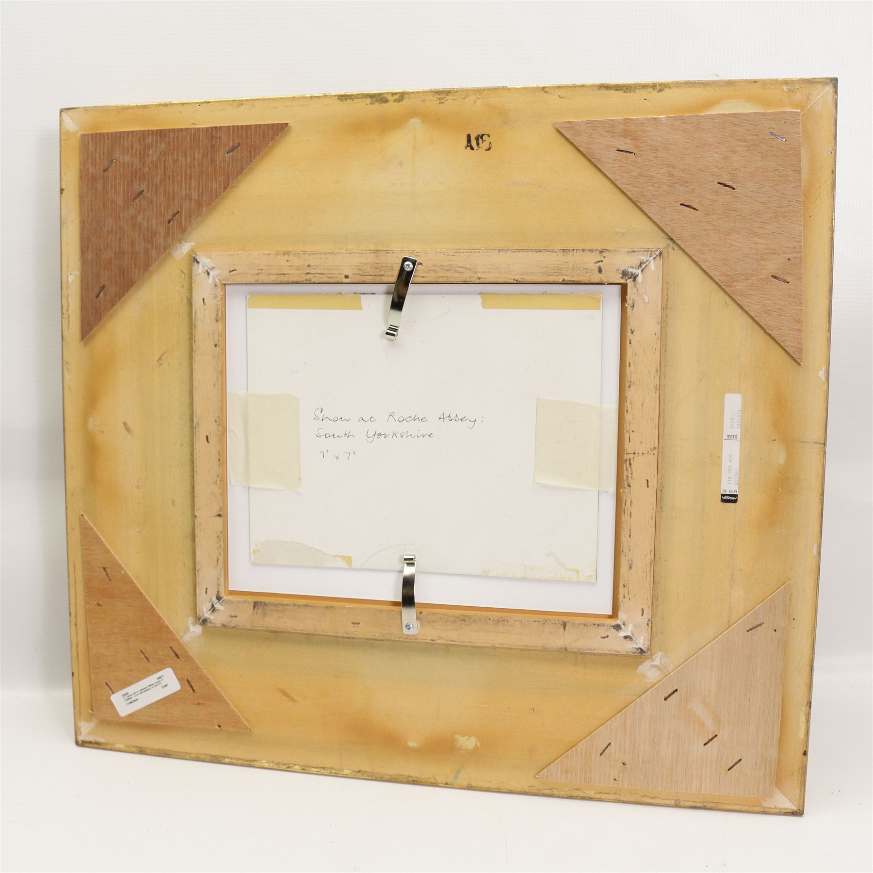 William Burns (Northern British 1923-2010): 'Snow at Roche Abbey - South Yorkshire', oil on board signed, titled verso 14cm x 19cm Provenance: Direct from the family of the artist.
Notes: Born in Sheffield in 1923, William Burns RIBA FSAI FRSA studied at the Sheffield College of Art before the outbreak of the Second World War, during which he helped illustrate the official War Diaries for the North Africa Campaign, and was elected a member of the Armed Forces Art Society. On his return, he studied architecture at Sheffield University and later ran his own successful practice, being a member of the Royal Institute of British Architects. However, painting had always been his self-confessed 'first love', and in the 1970s he gave up architecture to become a full-time artist, having his first one-man exhibition in 1979.