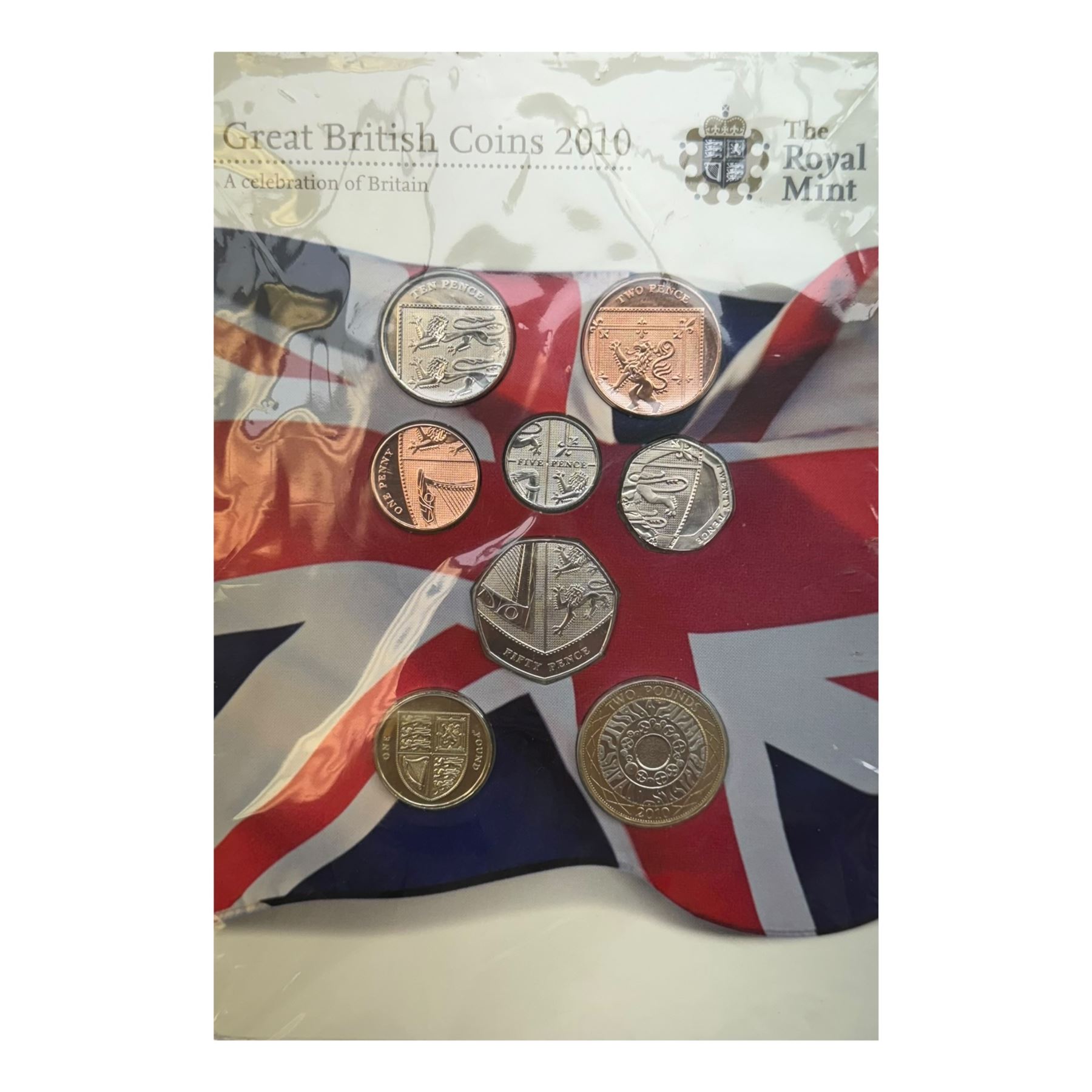 Seven The Royal Mint United Kingdom uncirculated coin sets, comprising  2008 'Emblems of Britain' seven coins, 2010 'A celebration of Britain' eight coins, 2014 'Definitive' eight coins, 2015 'The Fourth Circulating Coinage Portrait Final Edition' eight coins, 2022 'Definitive' eight coins, 2023 'King Charles III Definitives' eight coins and 2024 'Definitive' eight coins, all in card folders