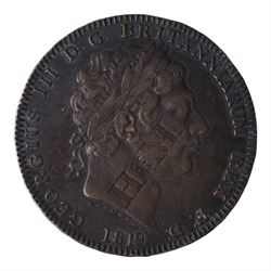 George III 1819 one crown coin, engraved with initials HM to the obverse