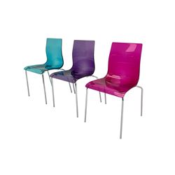 Set six multi-coloured perspex chairs