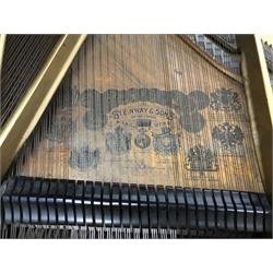 Steinway & Sons - Victorian rosewood cased grand piano, model 'O', iron framed and overstrung, serial no. '93958', circa. 1897, pierced scrolling music rest, turned and fluted supports with recessed castors, L187cm, W143cm, H99cm 